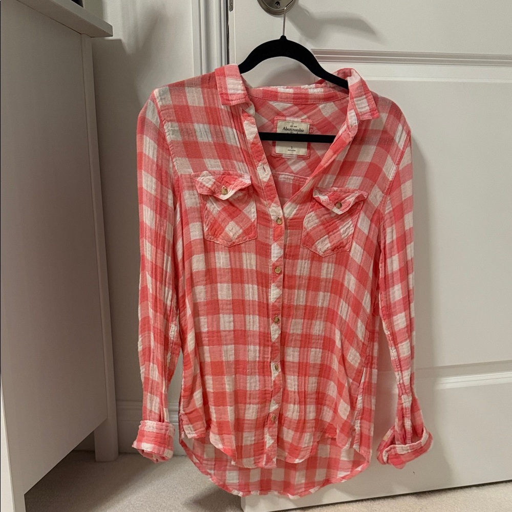 Vintage Abercrombie & Fitch Lightweight Cotton Red + White Gingham Button Up